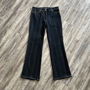 Luxury Escada Designer Denim Gold Striped Bootcut Jeans 40 Euro